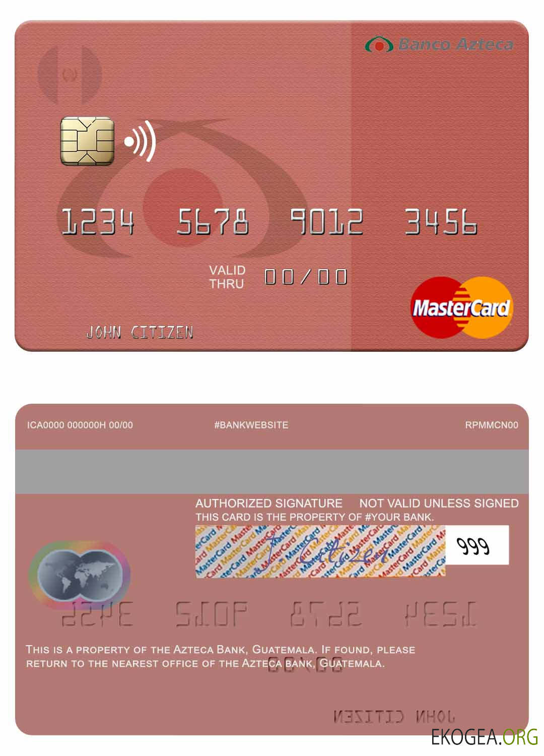 Carte Mastercard de la Banque Azteca du Guatemala